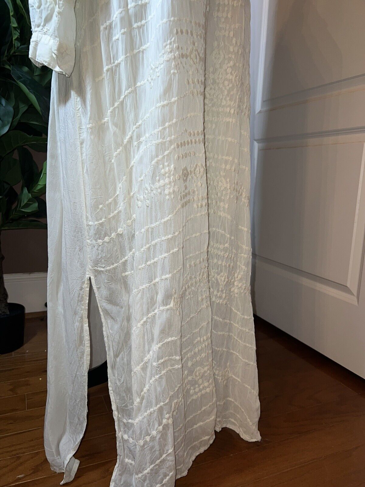 Johnny Was Ivory Silky Embroidery & Lace Kimono Dress Beach Wedding  XXL 2XL 2X