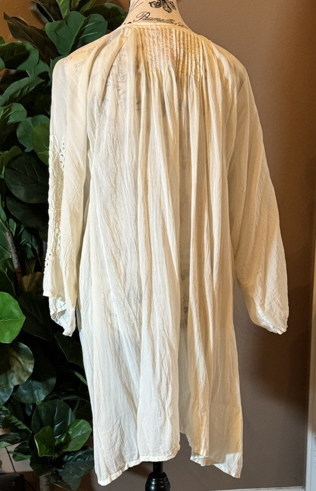 Johnny Was 3X Ivory Long Sleeve Tunic Top Blouse Shirt Off White Eyelet Lace Johnny Was