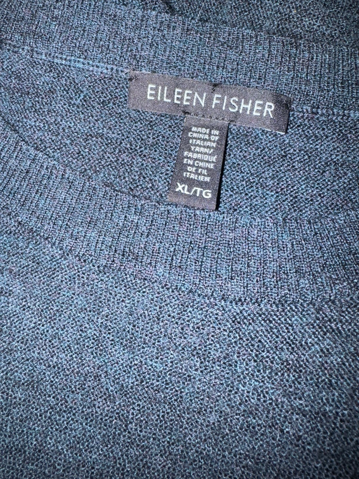 Eileen Fisher XL Navy Blue Sweater Merino Wool Soft & Lightweight Cool Top Eileen Fisher