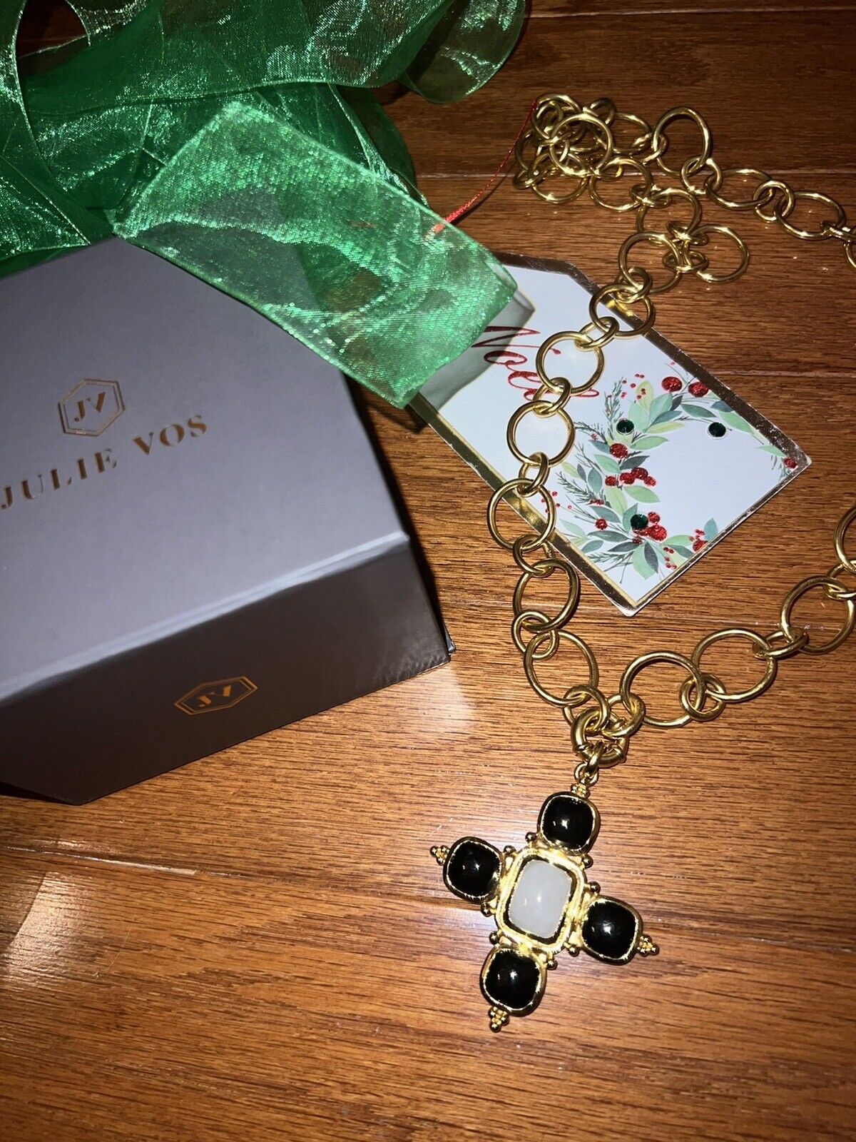 Julie Vos Large Statement Cross Long Necklace & Pendant W/ Gold Chain