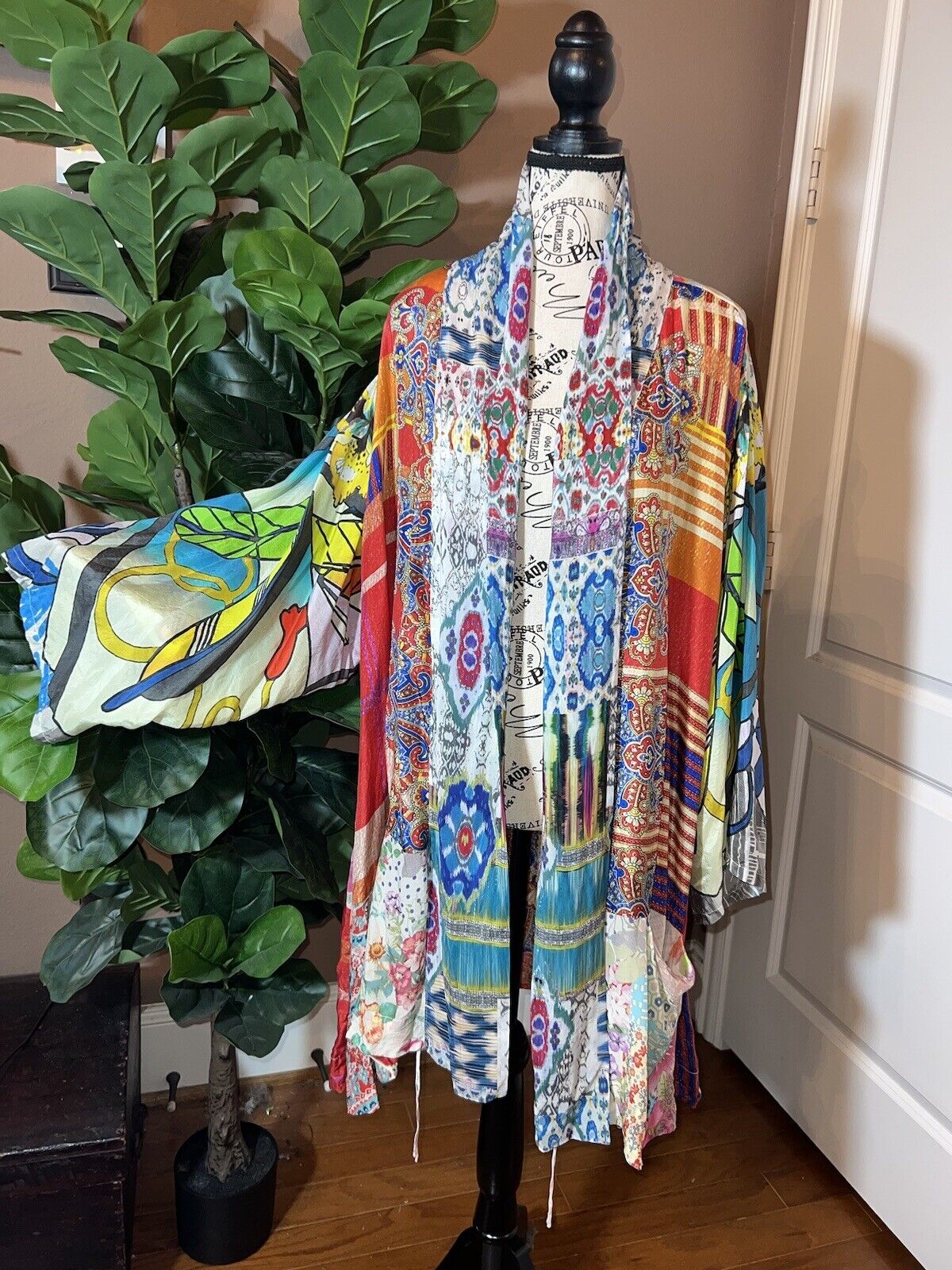 New Johnny Was 100% Silk Kimono Sz XXL 2X 2XL Wrap Jacket SUMMER