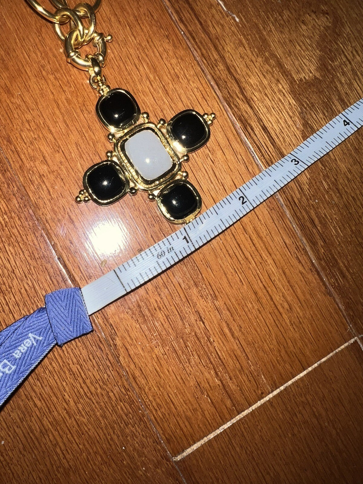 Julie Vos Large Statement Cross Long Necklace & Pendant W/ Gold Chain Julie Vos