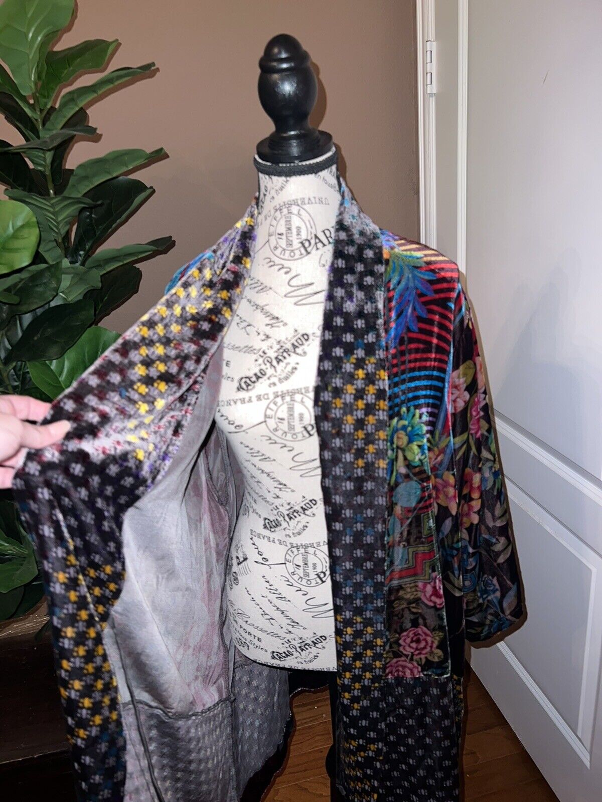 Johnny Was Velvet Kimono Wrap Jacket Sz XL 1X 1XL Oversized Cardigan