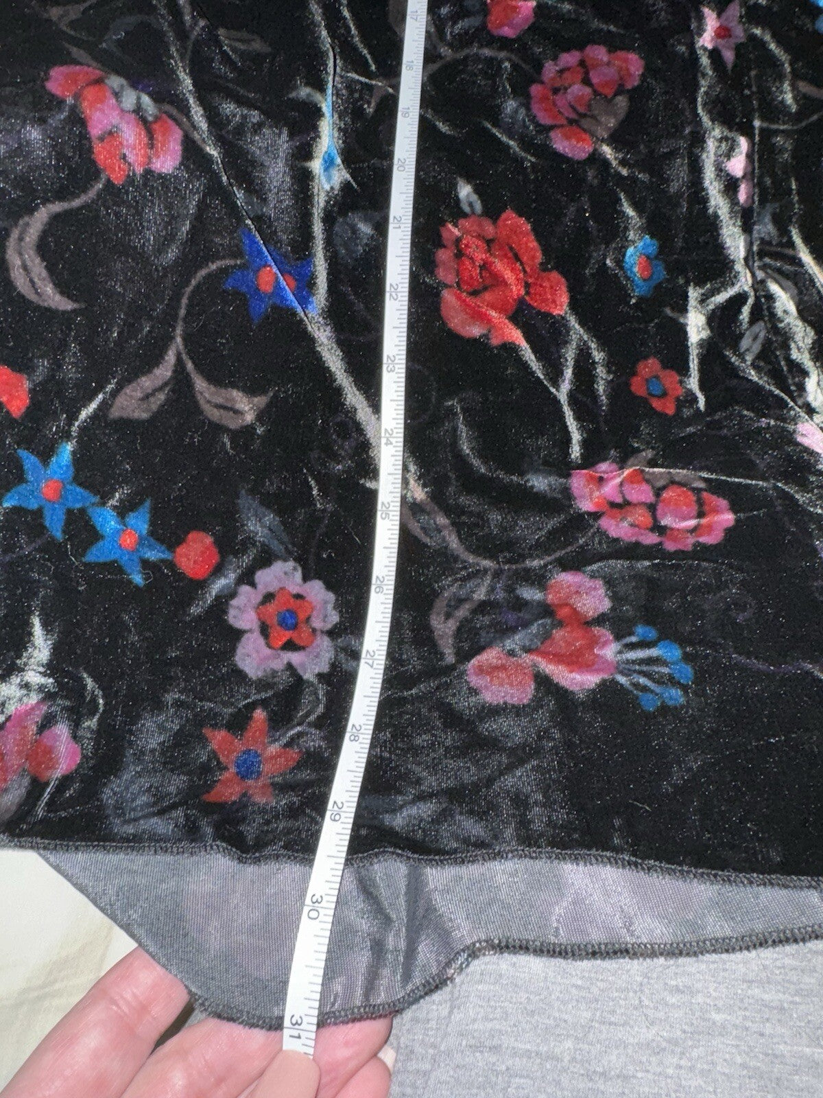 Johnny Was 3X Plus Black & Red Velvet Kimono Wrap Floral Cardigan Jacket Johnny Was