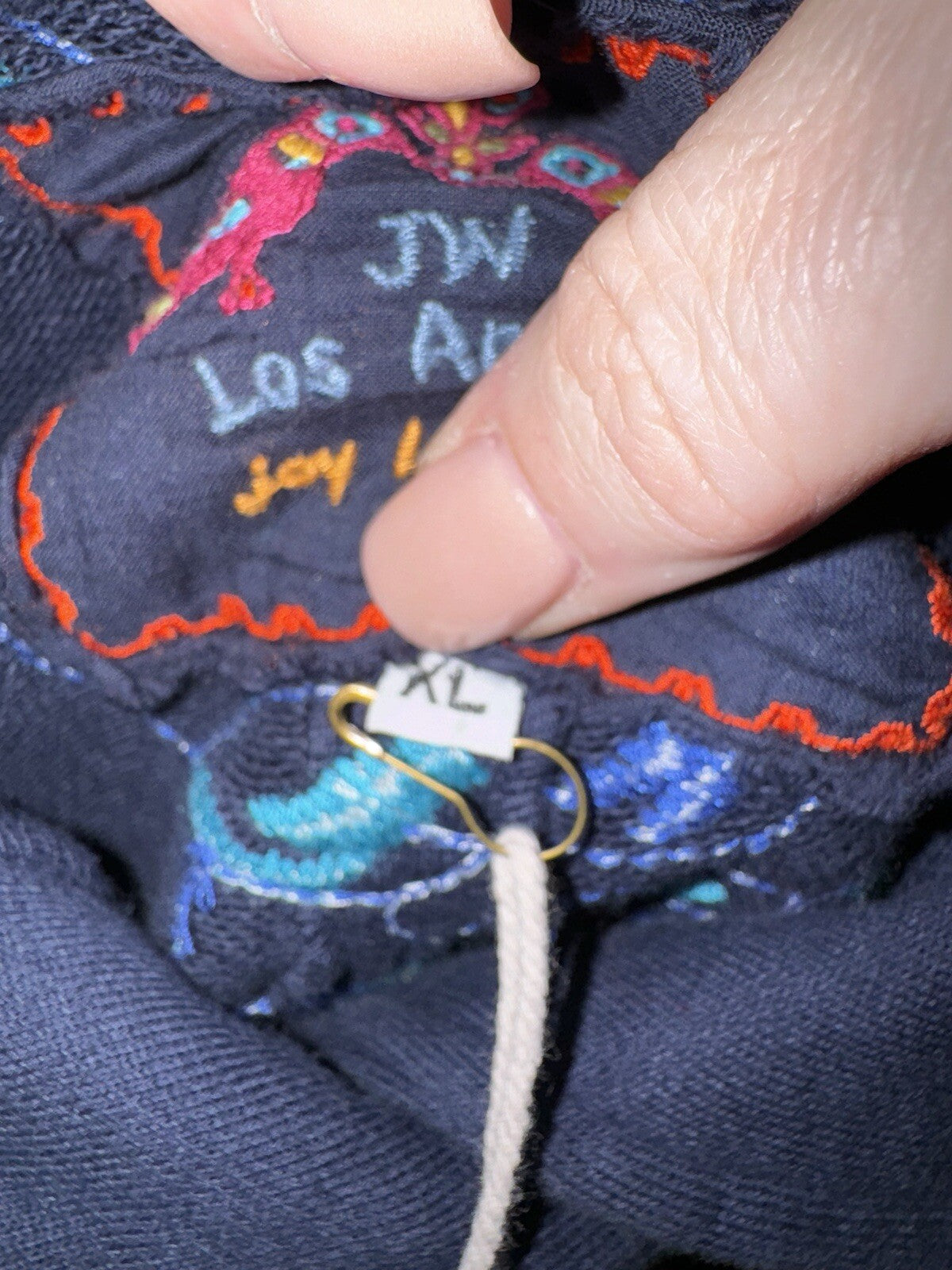 Johnny Was XL Blue Military Trench Coat Jacket Navy W/ Embroidery  Soft Johnny Was