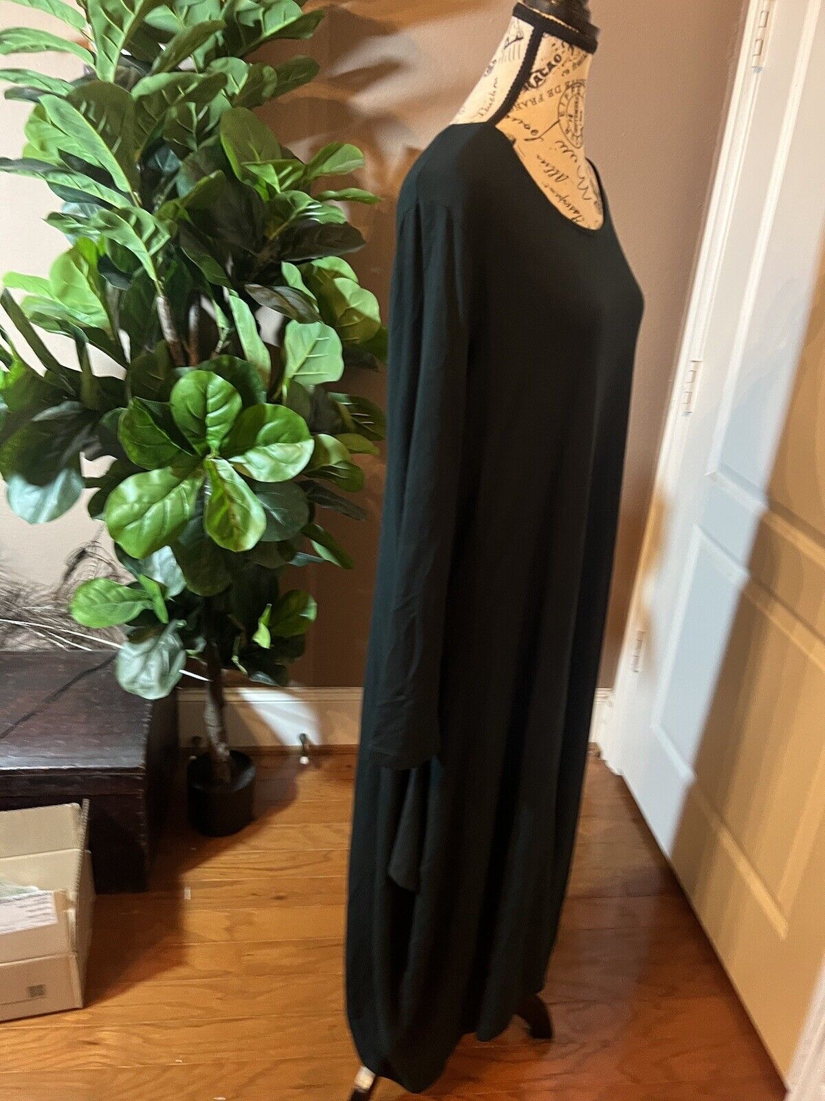 Bryn Walker Green Dolman Sleeve Maxi Dress Batwing L Large  MSRP $198