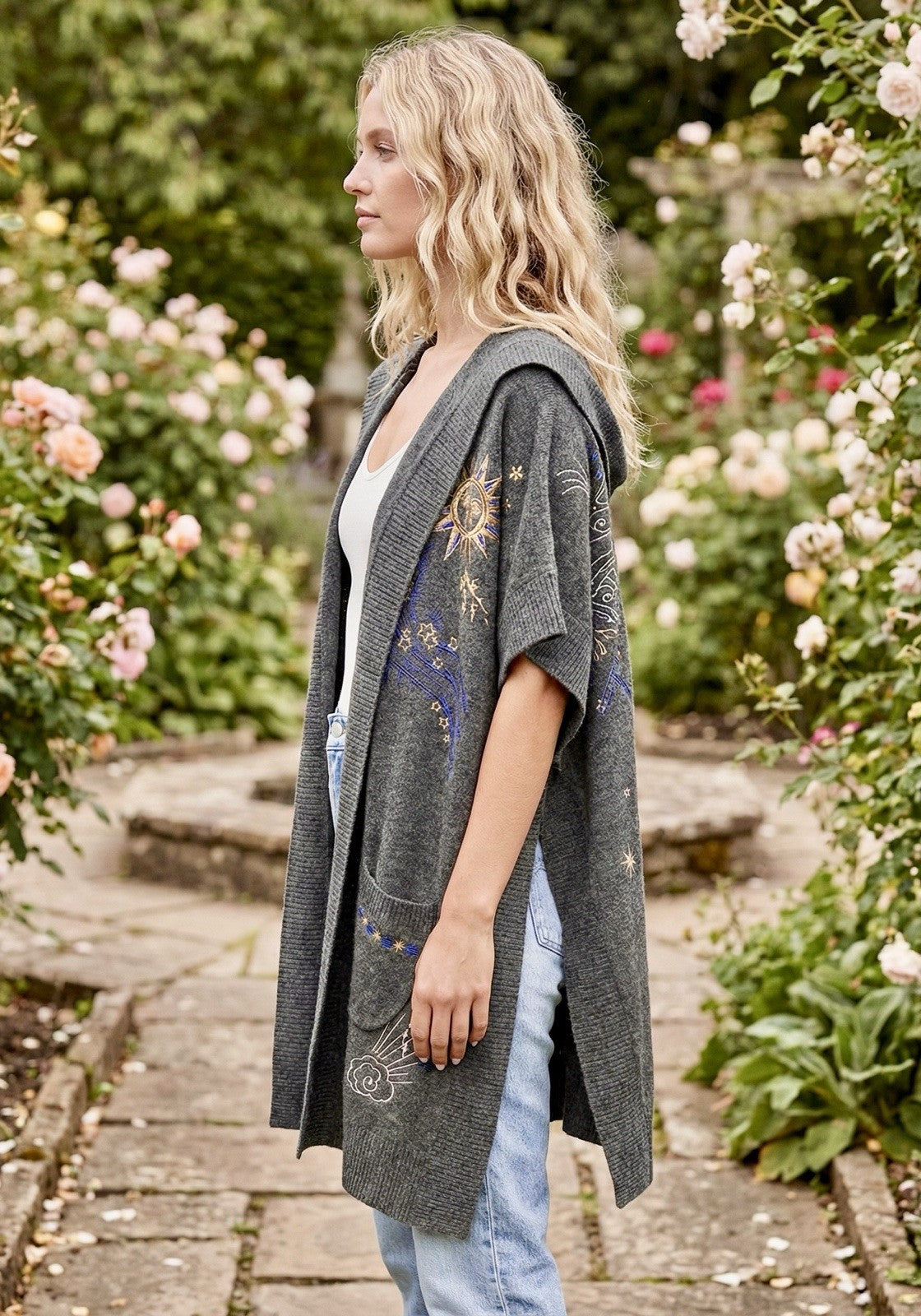 Johnny Was O/S Cashmere Hooded Poncho Wrap Cape Shawl Cardigan One Size Warm Johnny Was