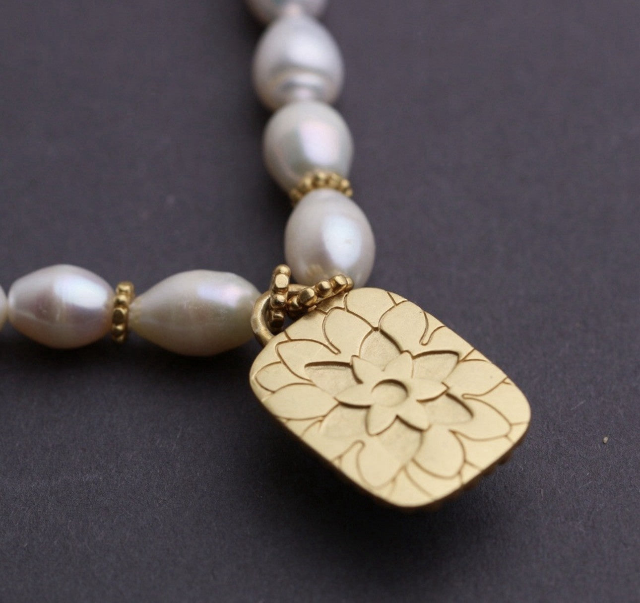 Julie Vos Freshwater Pearl & Obsidian 24k Gold Plate Statement Necklace WOW! Julie Vos