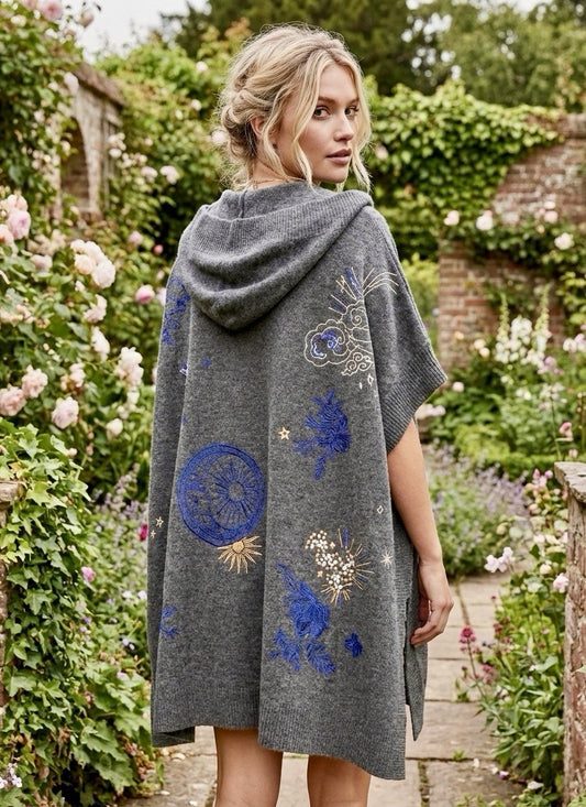 Johnny Was O/S Cashmere Hooded Poncho Wrap Cape Shawl Cardigan One Size Warm Johnny Was