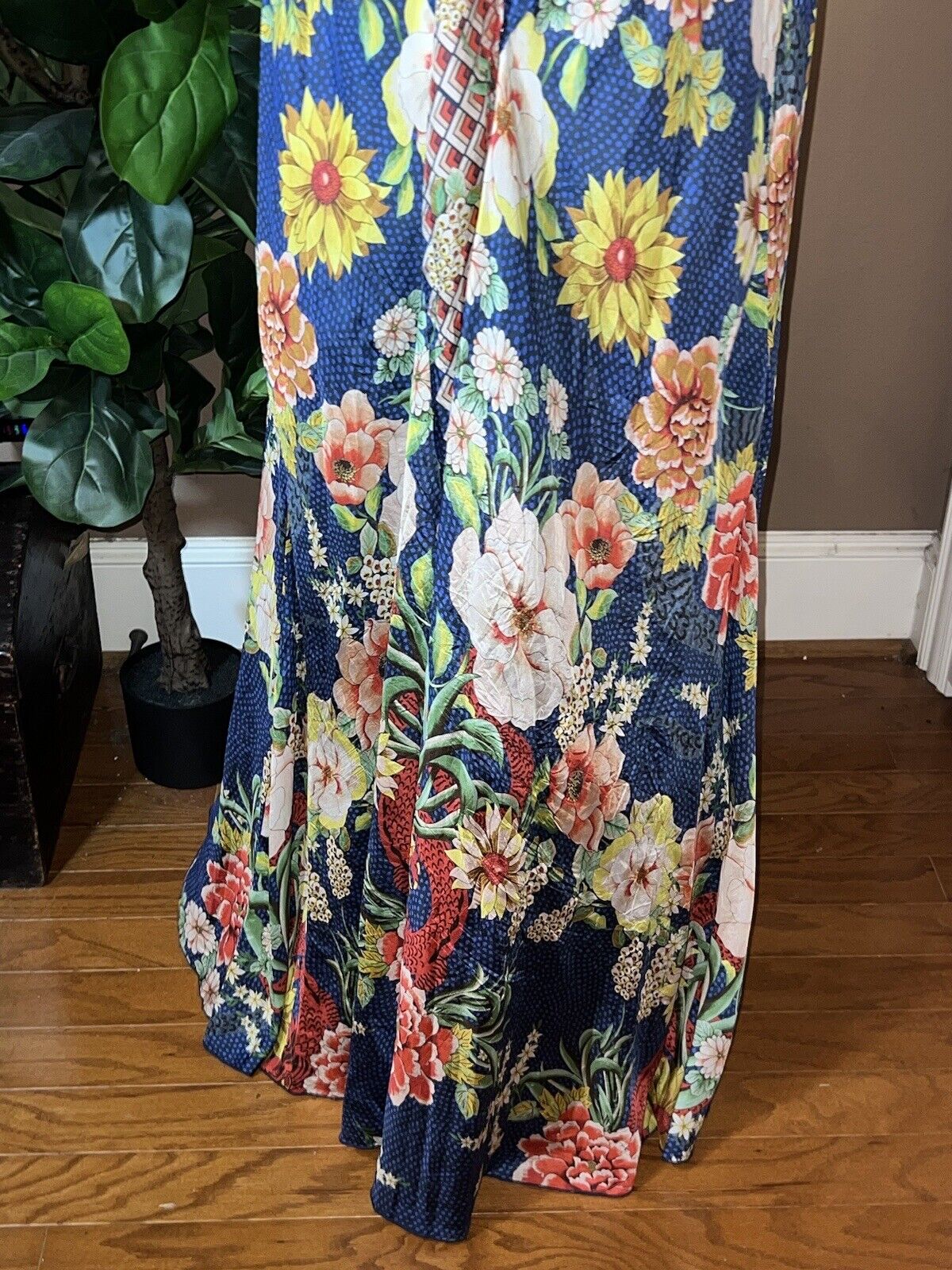 NEW Johnny Was 100% Silk Sz L Large Sleeveless Maxi Wrap Dress Long Flowy NWOT