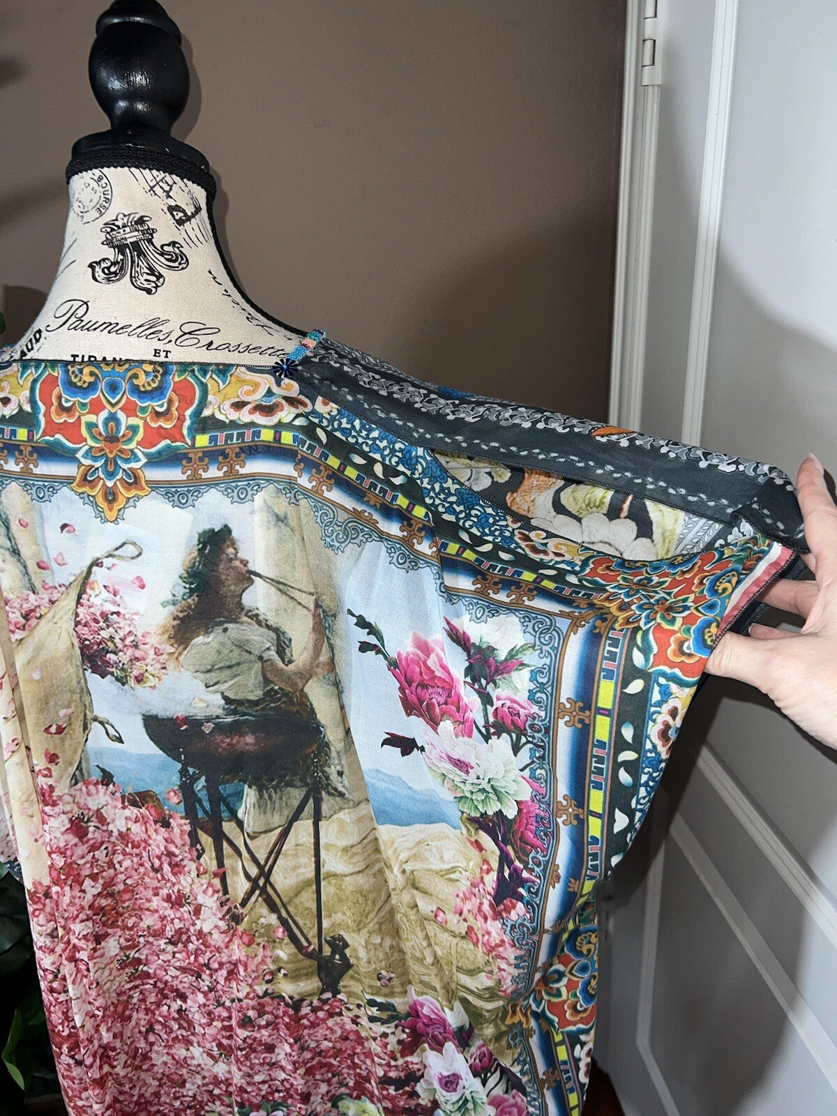 Johnny Was O/S Kimono Wrap Top Cover Up Beautiful Back & Beading Summer One Size Johnny Was