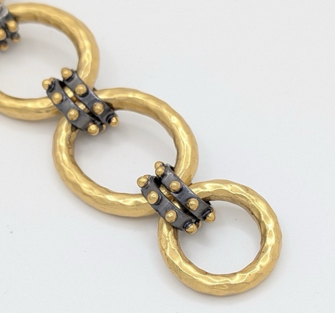 Julie Vos Soho 2 Tone 24k Gold Plated Toggle Chain Link Bracelet  8.5” Julie Vos