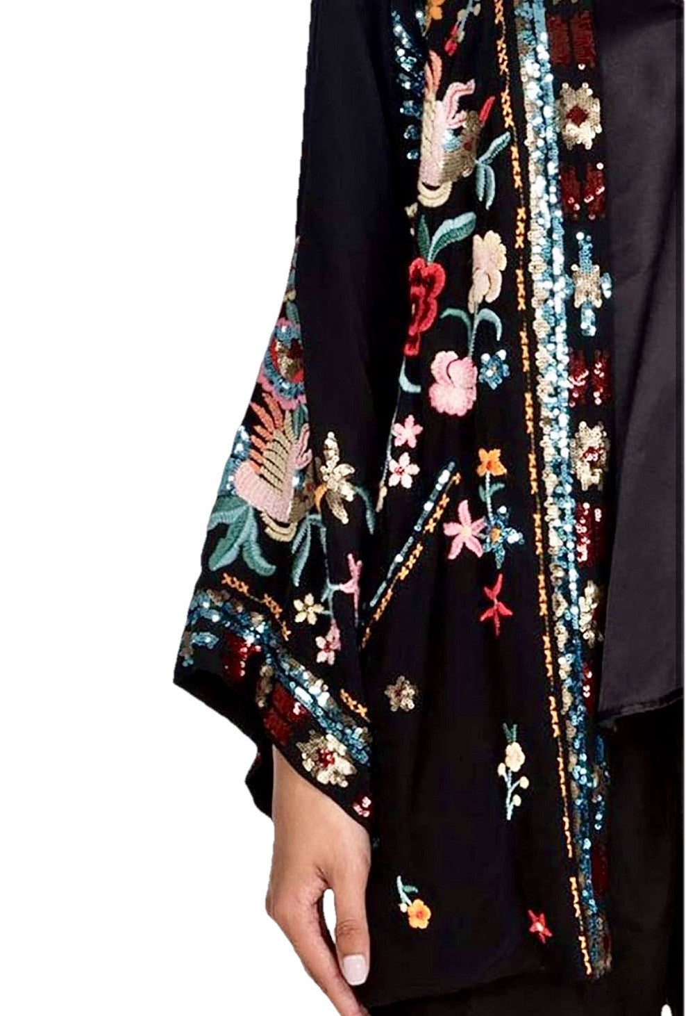 Johnny Was XXL Plus Black Kimono Jacket Coat Sequins Sequin $528 Retail LUXE Johnny Was