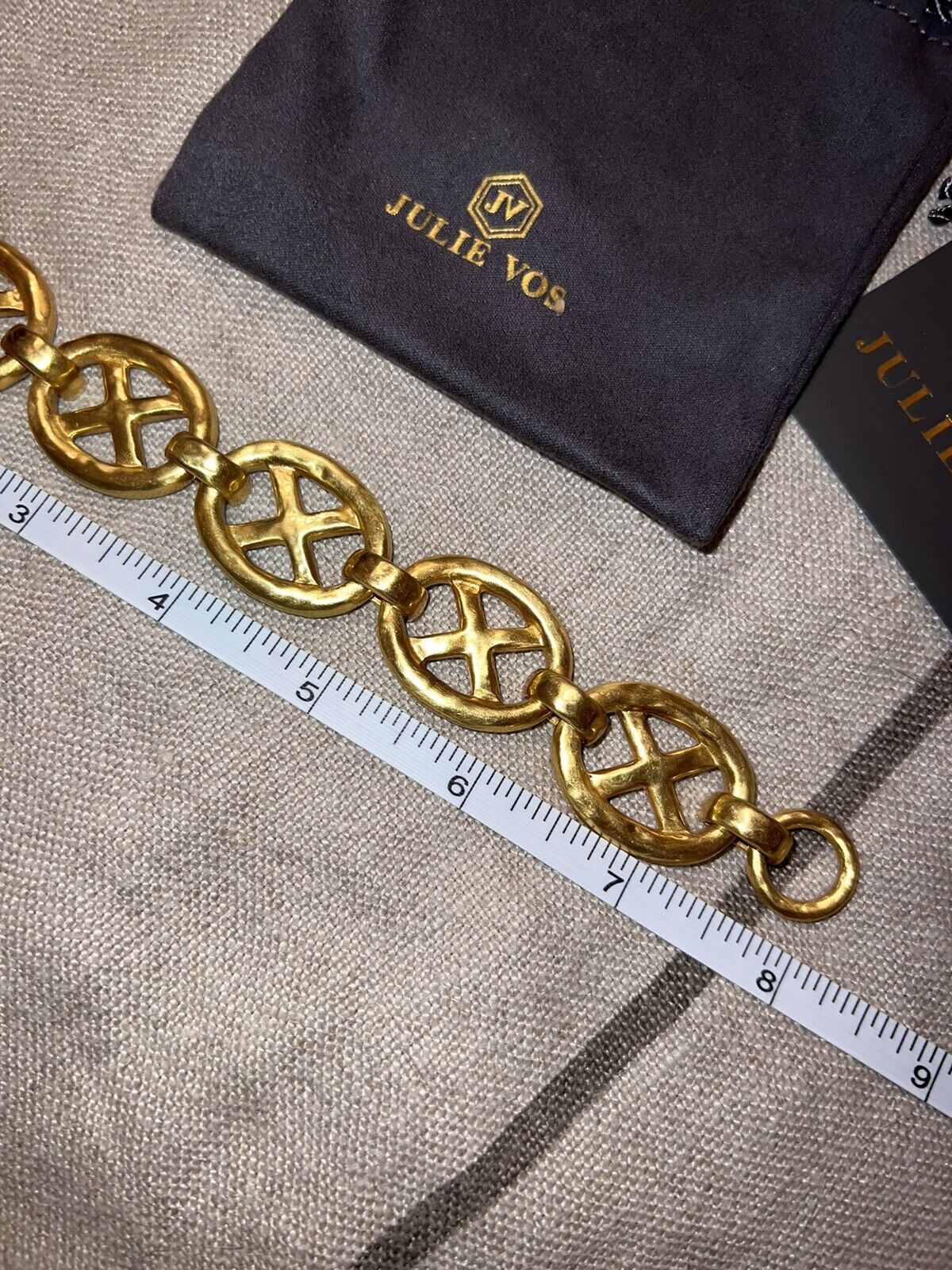 NEW Julie Vos 24k Gold Plated XO Toggle Link Bracelet ADJUSTABLE STUNNING  NWT