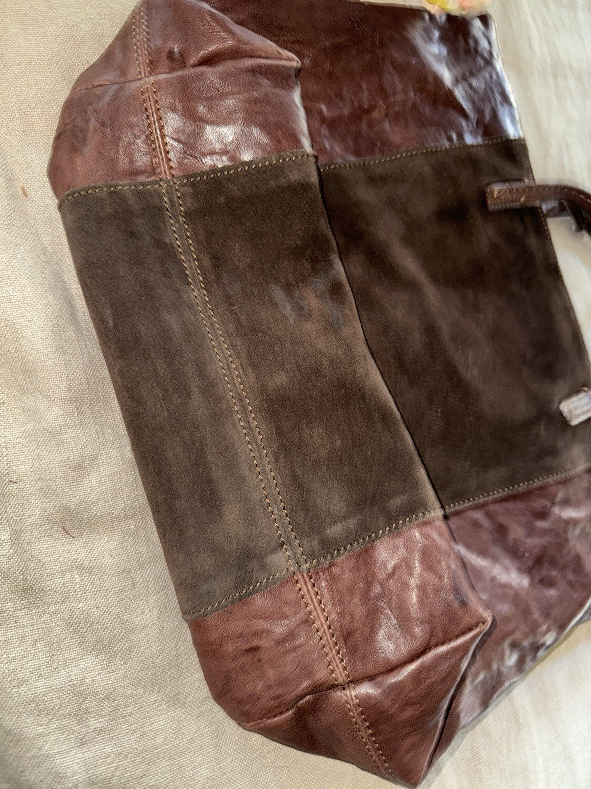 Johnny Was Dark Chocolate Brown Leather & Suede Bag Purse Tote Hobo Tassels Johnny Was