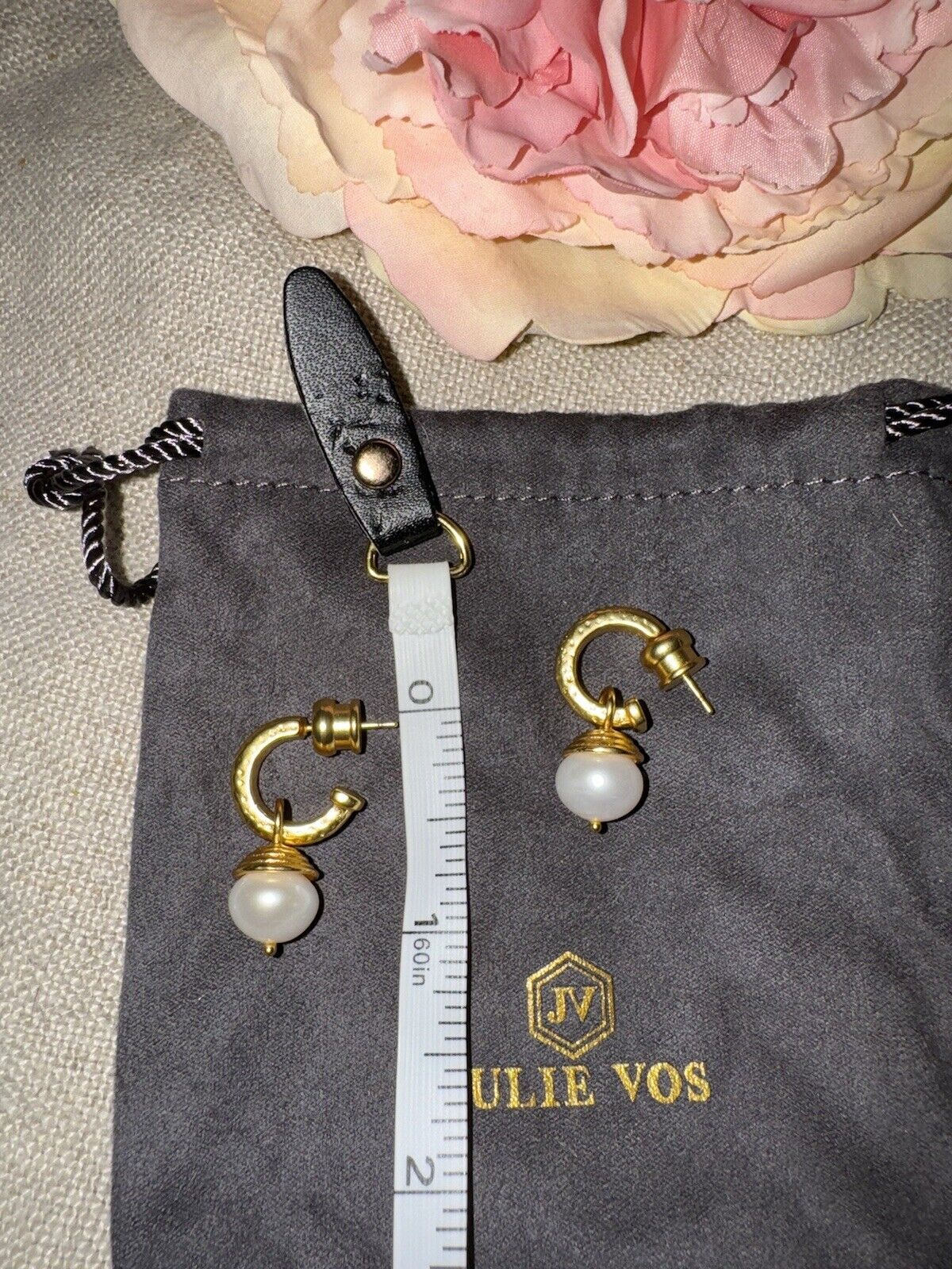 Julie Vos Pearl & 24k Gold Plated Hoop & Charm Earrings