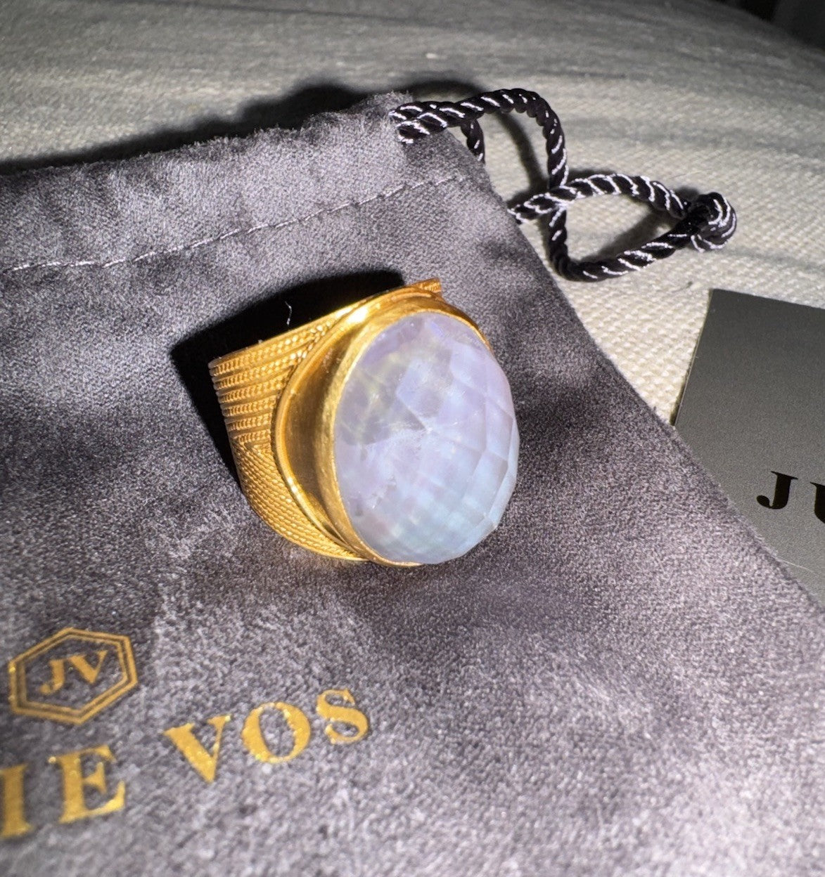 Julie Vos 7 Iridescent Heather Lavender Statement Ring ADJUSTABLE 24K Plated Julie Vos
