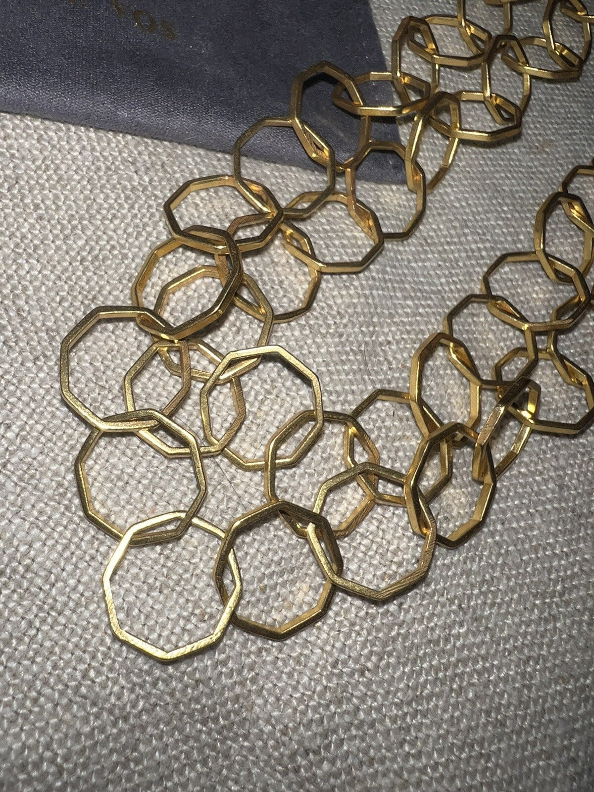 Julie Vos HONEYCOMB Link Necklace ADJUSTABLE 24k Gold Plate   Wow! RARE Julie Vos