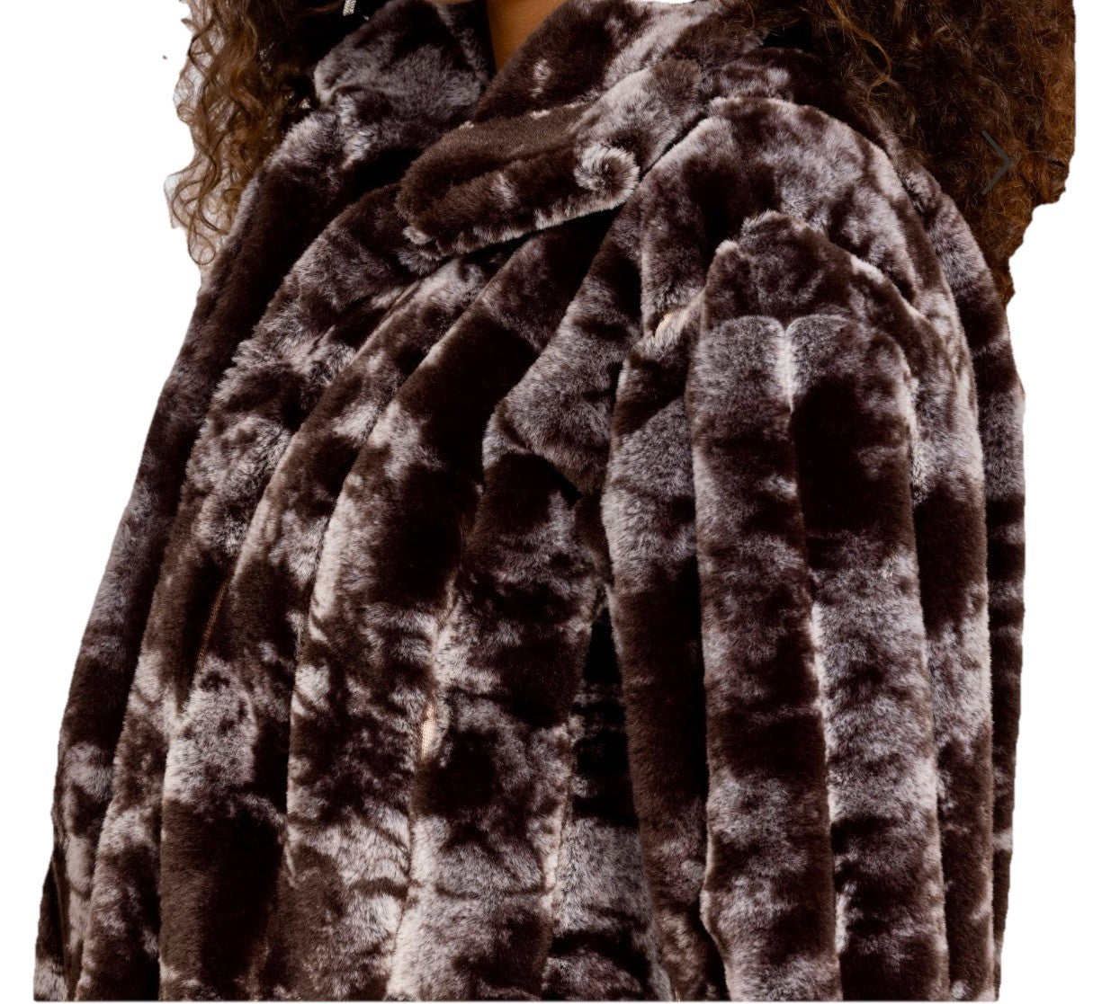 Johnny Was XL Black & Grey Faux Fur Coat Jacket Silk Lining Pockets Soft Johnny Was