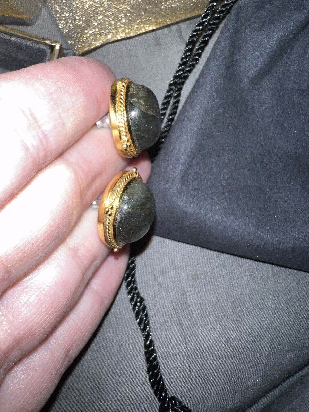 RESERVED Julie Vos Labradorite And 24k Plated Gold Statement Earrings Wow