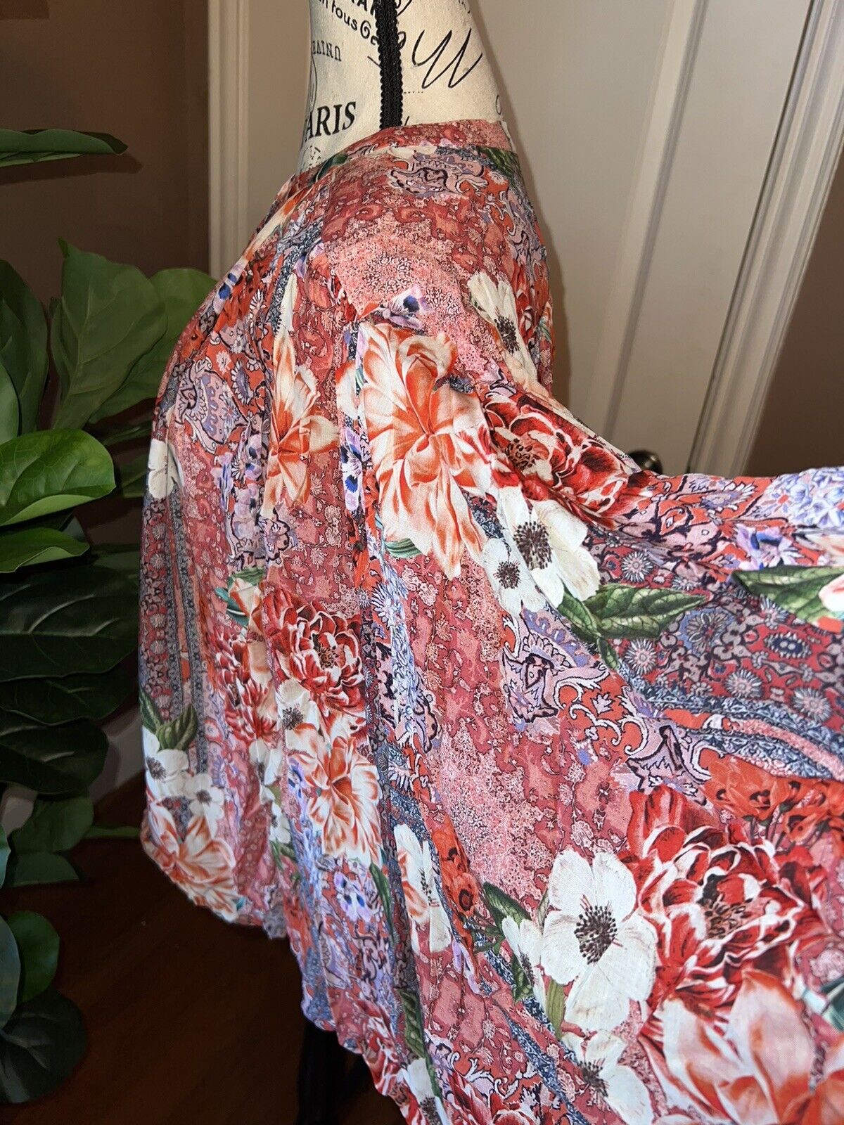 NEW Johnny Was Sz L Large Silky Top Blouse W/ Batwing Kimono Sleeves NWOT