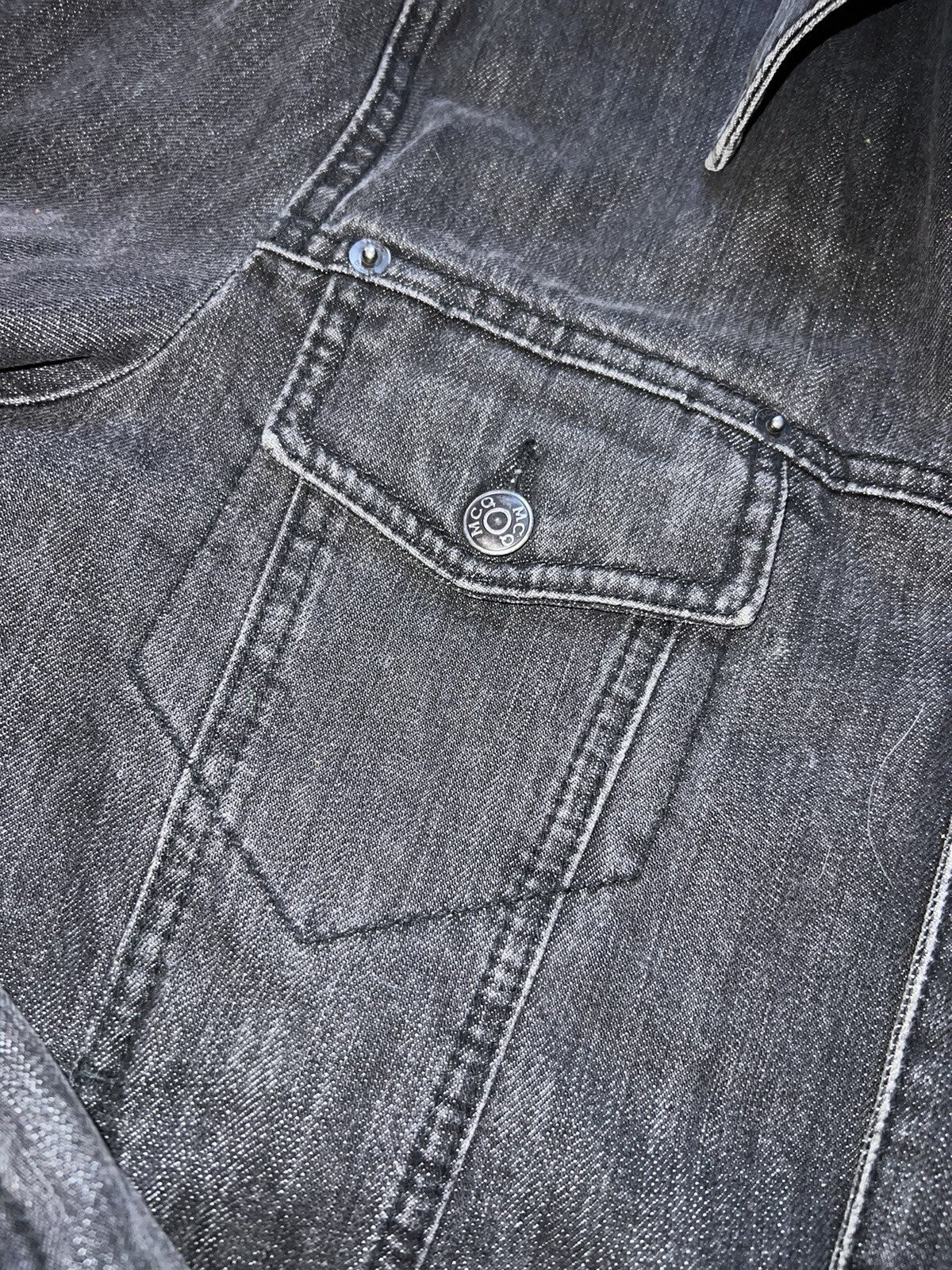 Alexander McQueen L Black Denim Trucker Jacket Coat Men/Women Italy 52 Authentic Alexander McQueen