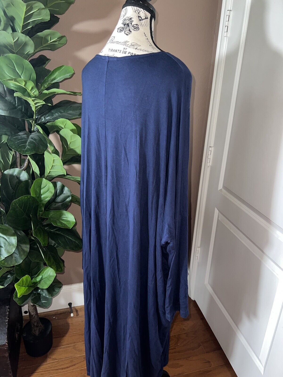 Bryn Walker Dark Blue Dolman Sleeve Maxi Dress Batwing 3X 3XL  MSRP $198