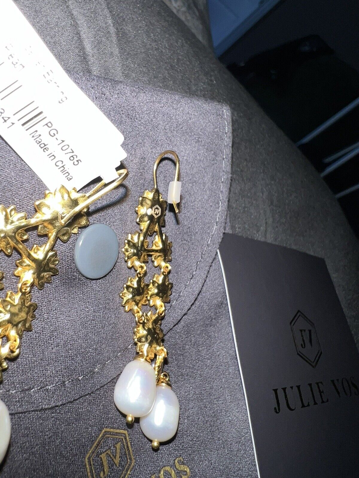 Julie Vos Flora Chandelier Drop Earrings 24k Gold Plated & Pearls