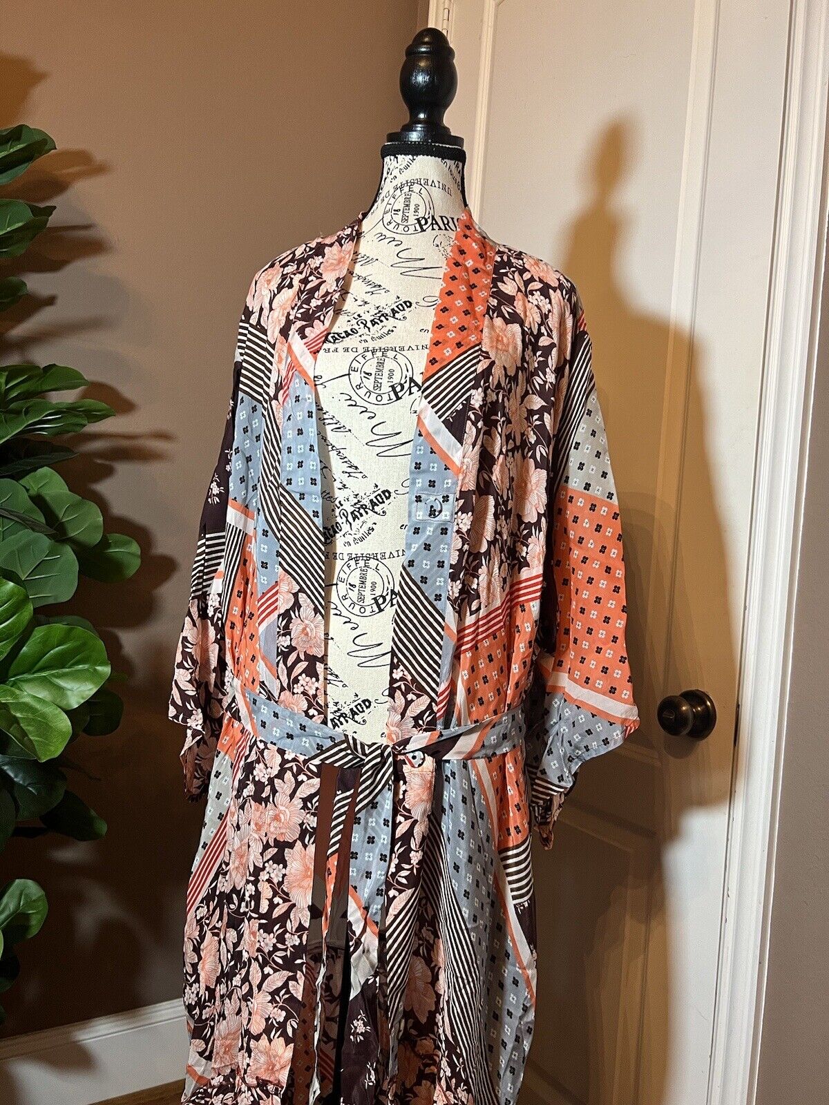 Johnny Was Sz XXL 2X Long Silky Duster Kimono    Full Length