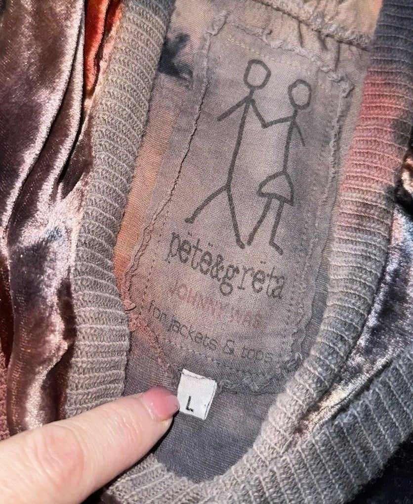 Johnny Was L Large Black & Red Velvet Hoodie Pullover Sweatshirt Tunic Top WARM Johnny Was