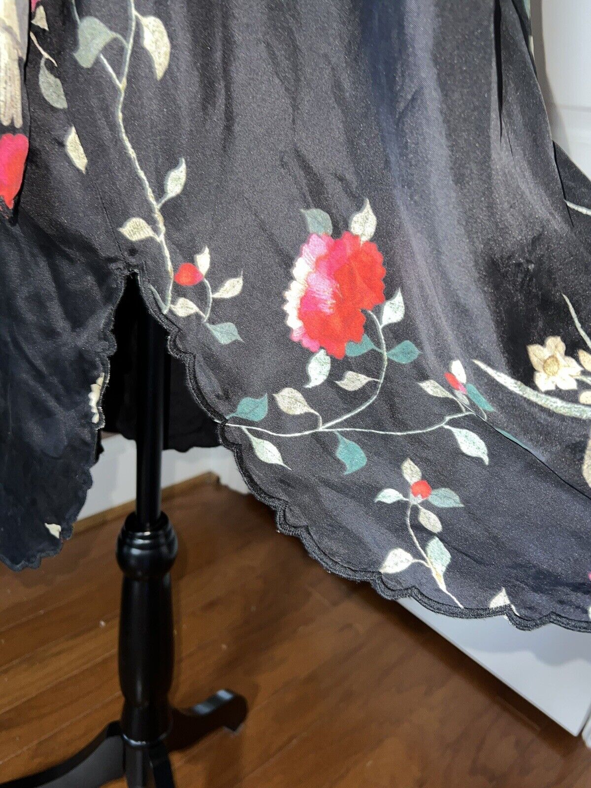 100% Silk Johnny Was Black Tunic Top Or Mini Dress XXL 2X 2XL Birds & Flowers