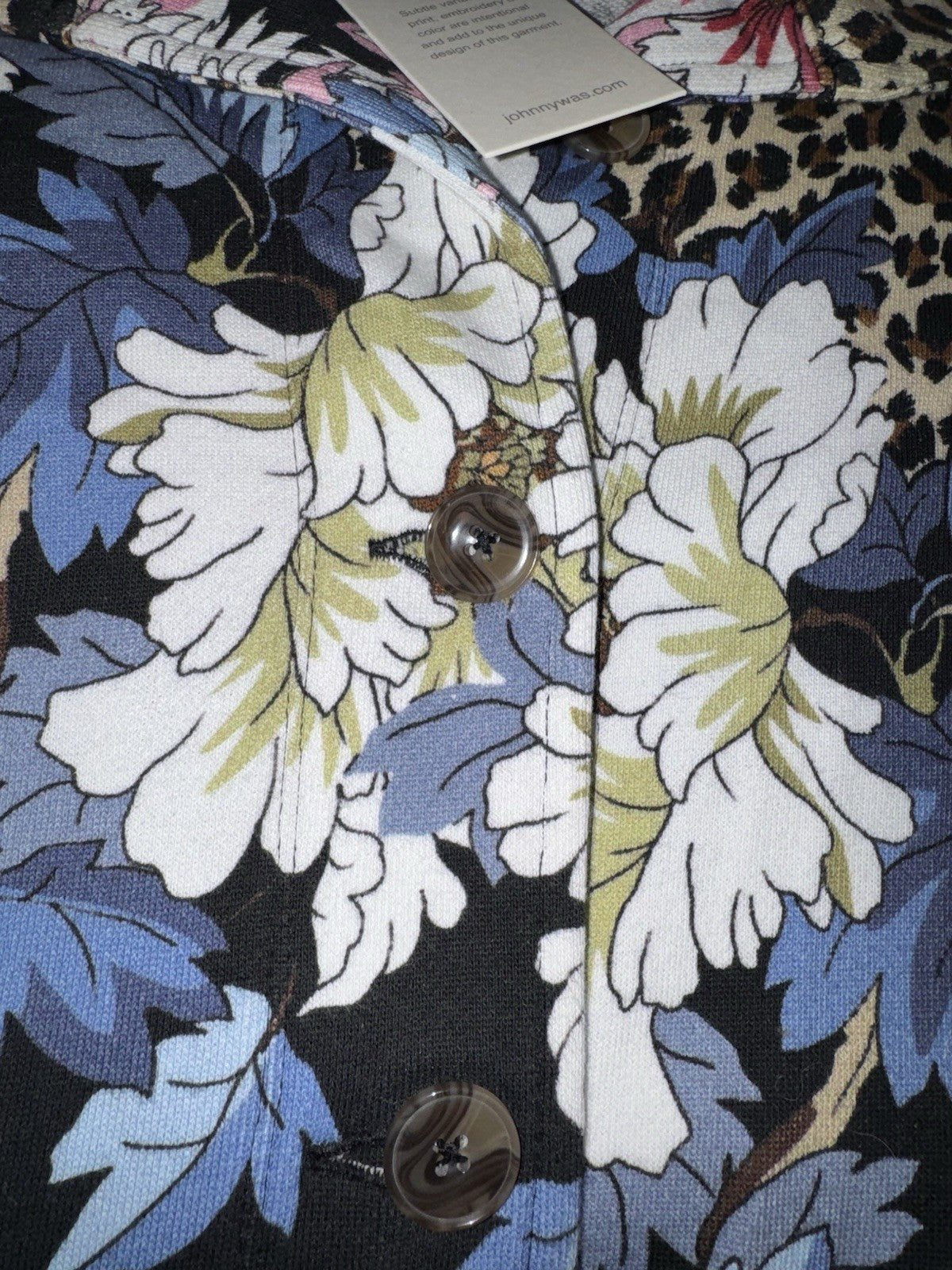 Johnny Was S Military Jacket Coat Animal Print & Floral Button Up Soft Johnny Was