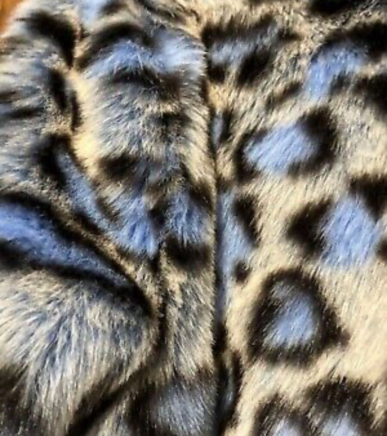 Johnny Was S Soft Blue & White Leopard Faux Fur Coat Jacket Wrap Silk Lining