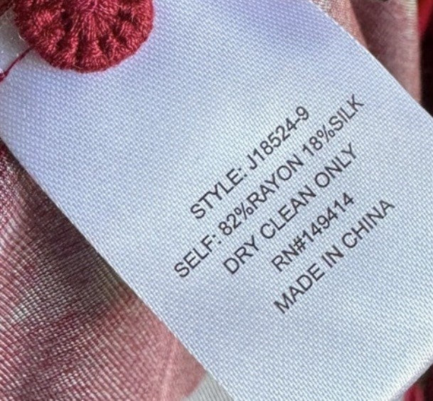 Johnny Was XXL Plus Pink & Red Velvet Button Up Shirt Blouse Top Oversized Johnny Was