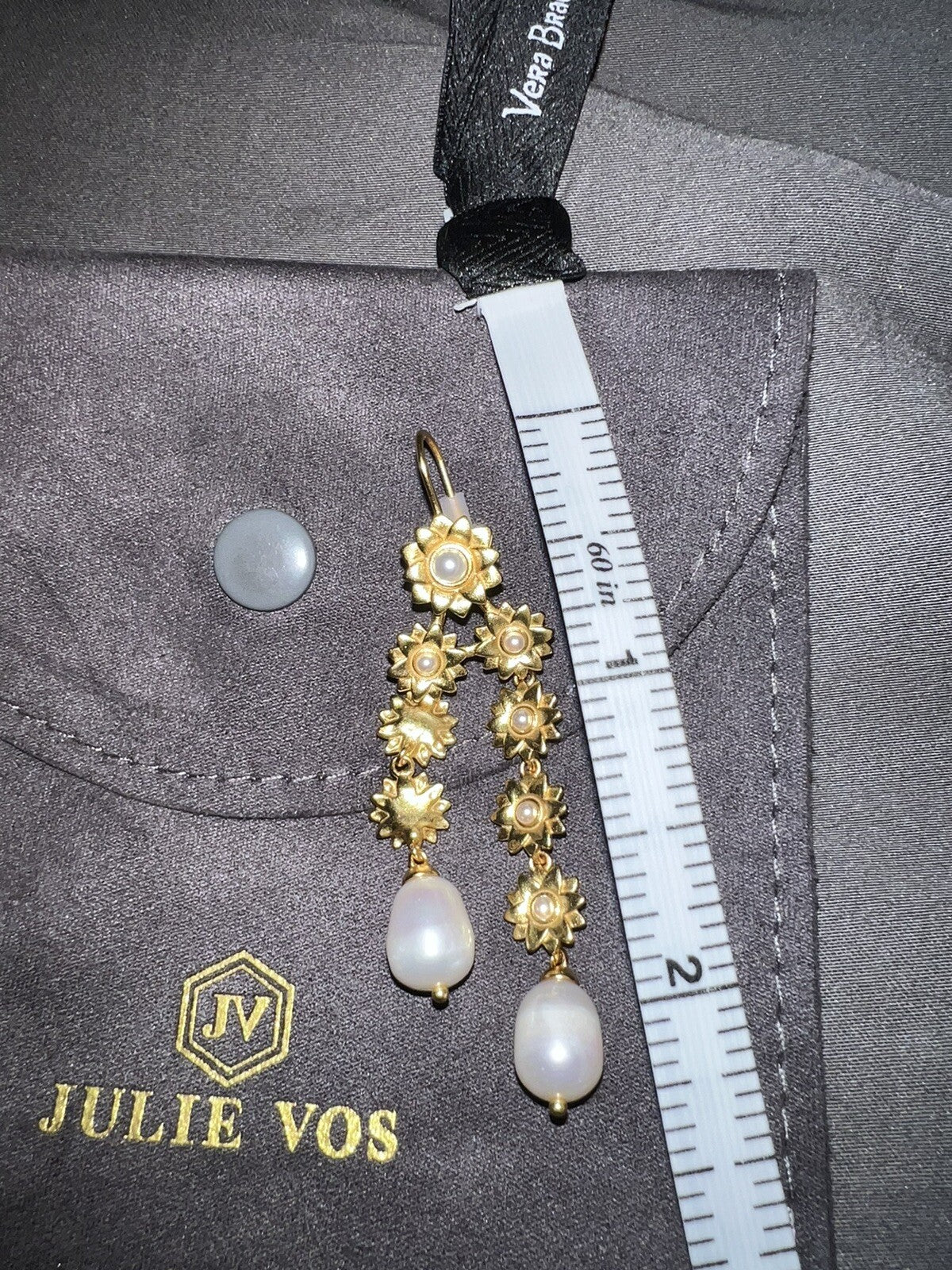 Julie Vos Flora Chandelier Drop Earrings 24k Gold Plated & Pearls Julie Vos