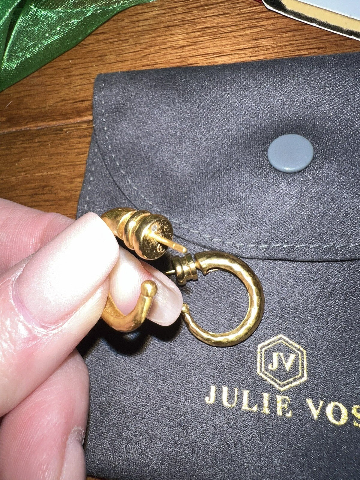 Julie Vos Textured Hoop Earrings 24k Gold Plated Classic  RETIRED Julie Vos