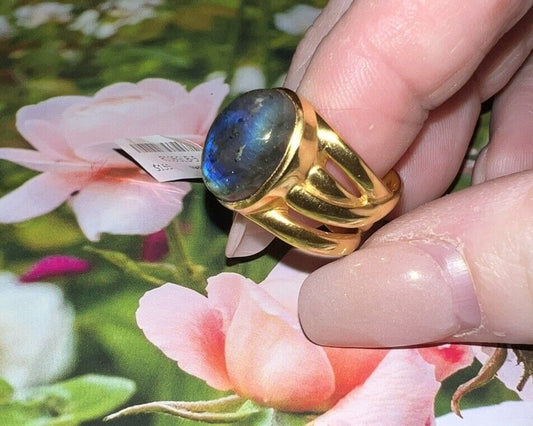 Julie Vos Sz 5 Labradorite & 24k Gold Plated Ring