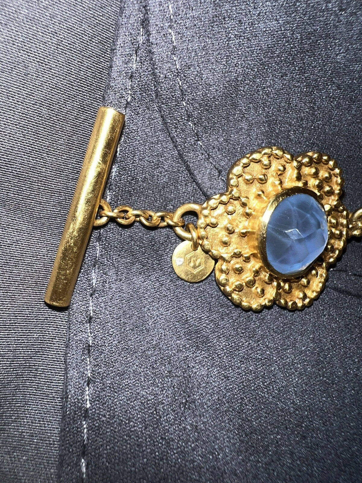 Julie Vos Chalcedony Blue Iridescent Colette Flower Link Toggle Bracelet Julie Vos