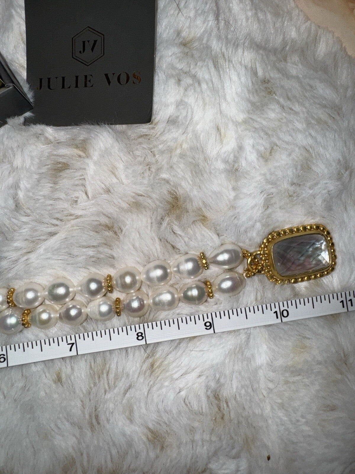 Julie Vos Freshwater Pearl & Clear Statement Necklace 24k Gold Plated Julie Vos