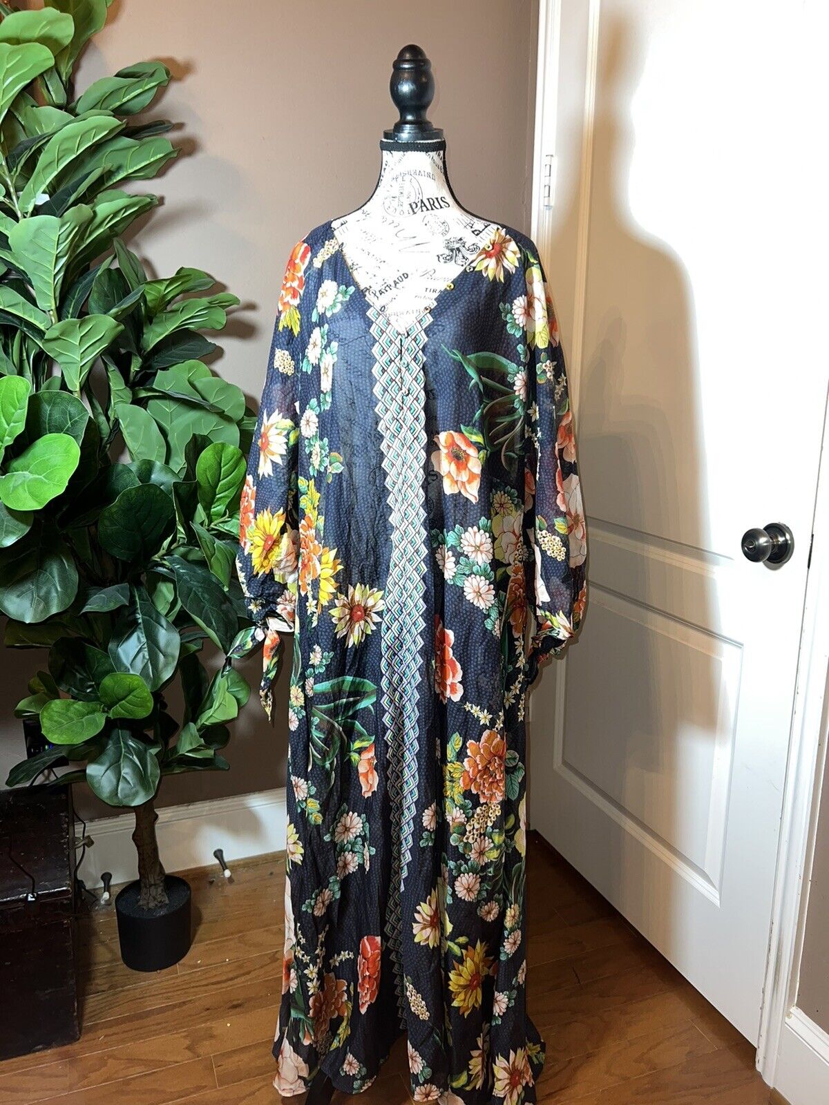 Johnny Was 1XL 1X XL Maxi Dress Cover Up Lightweight Floral Pattern