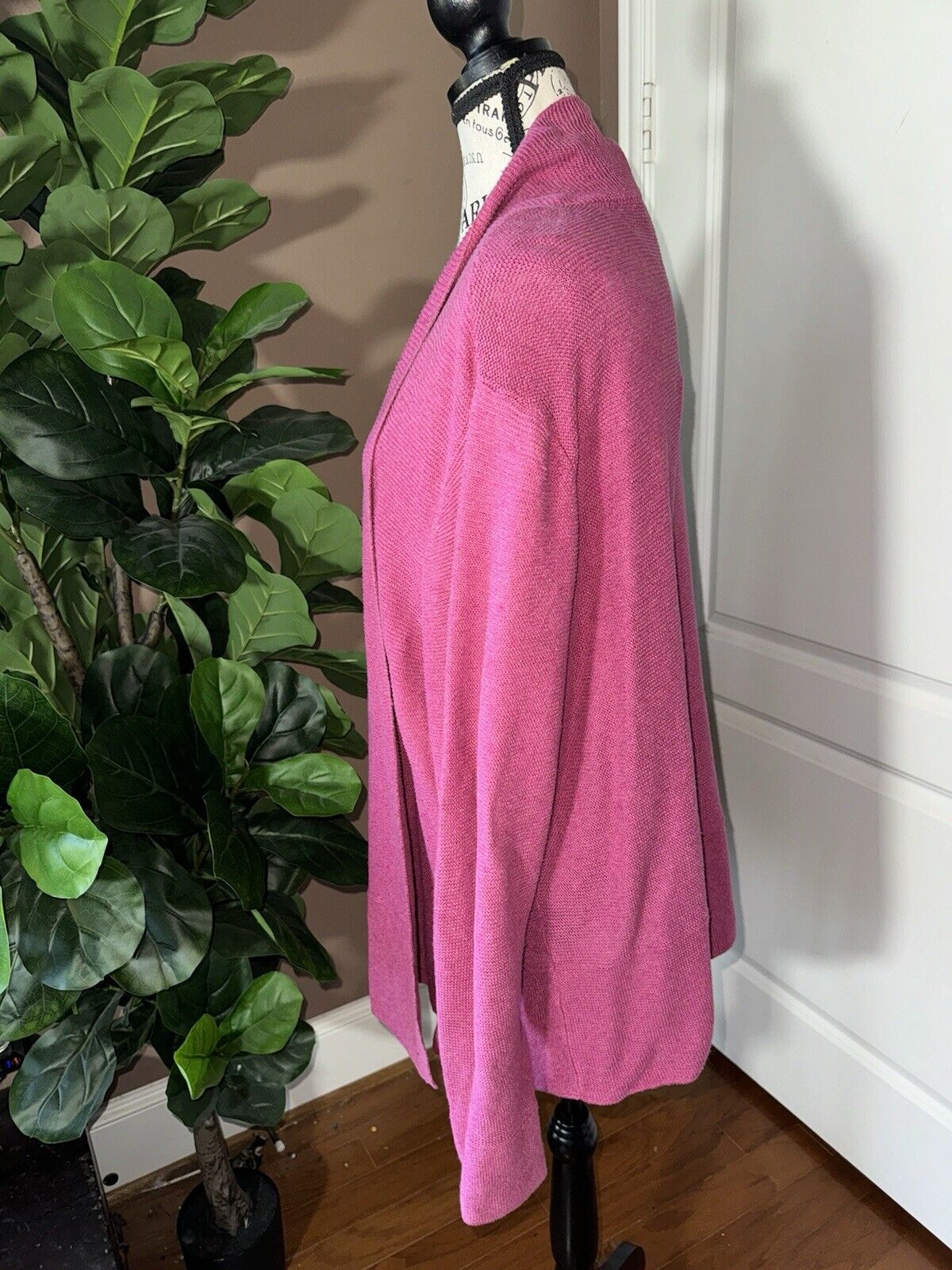 Eileen Fisher 2X Fushia Pink Cardigan Jacket Top Wrap Kimono Sweater Coat Soft