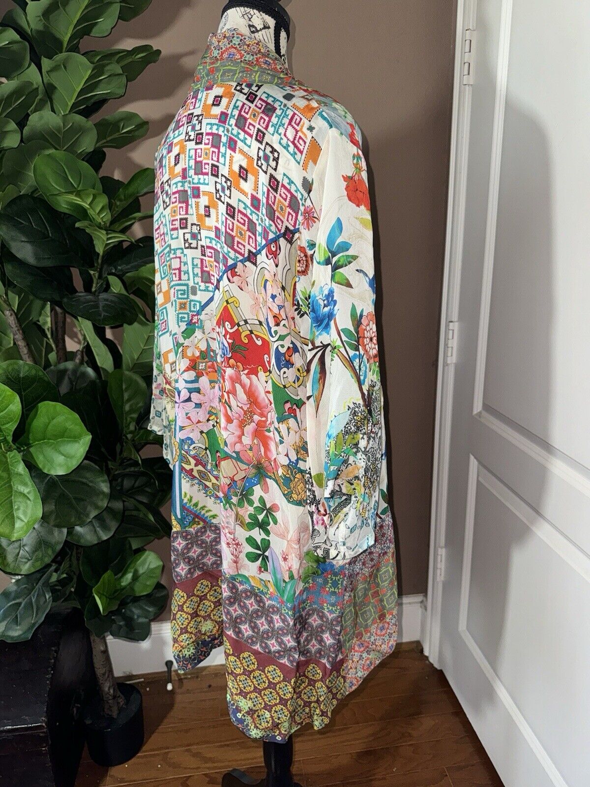 Johnny Was L Large Kimono Top Gorgeous Wrap Cardigan Jacket Lightweight