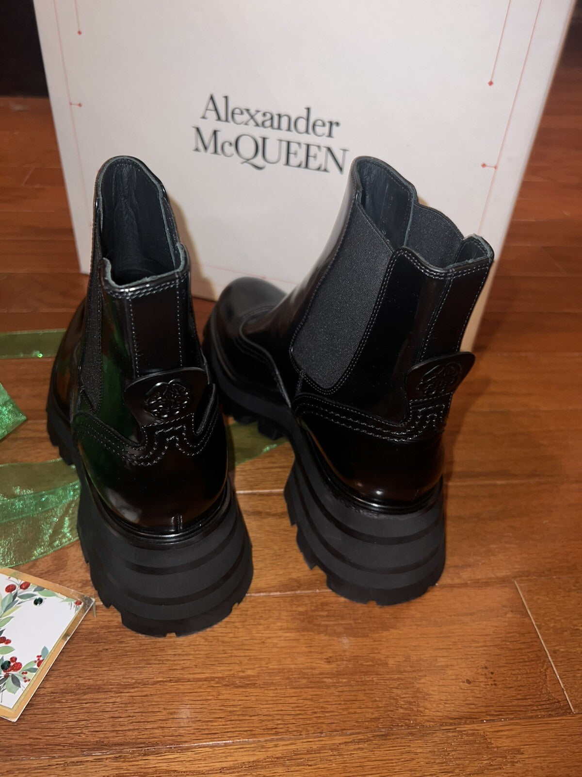 In Box ALEXANDER MCQUEEN Wander Leather Chelsea Boots 10 Black Neiman Marcus Alexander McQueen