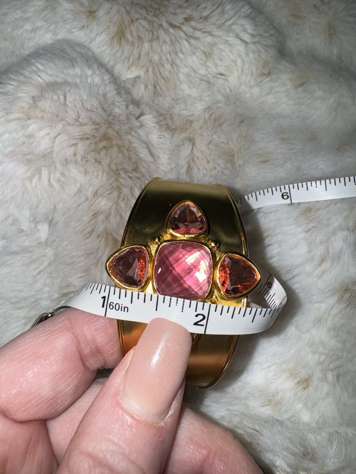 Julie Vos Iridescent Pink Two Tone Band Cuff Bracelet 24k Gold Plated Julie Vos