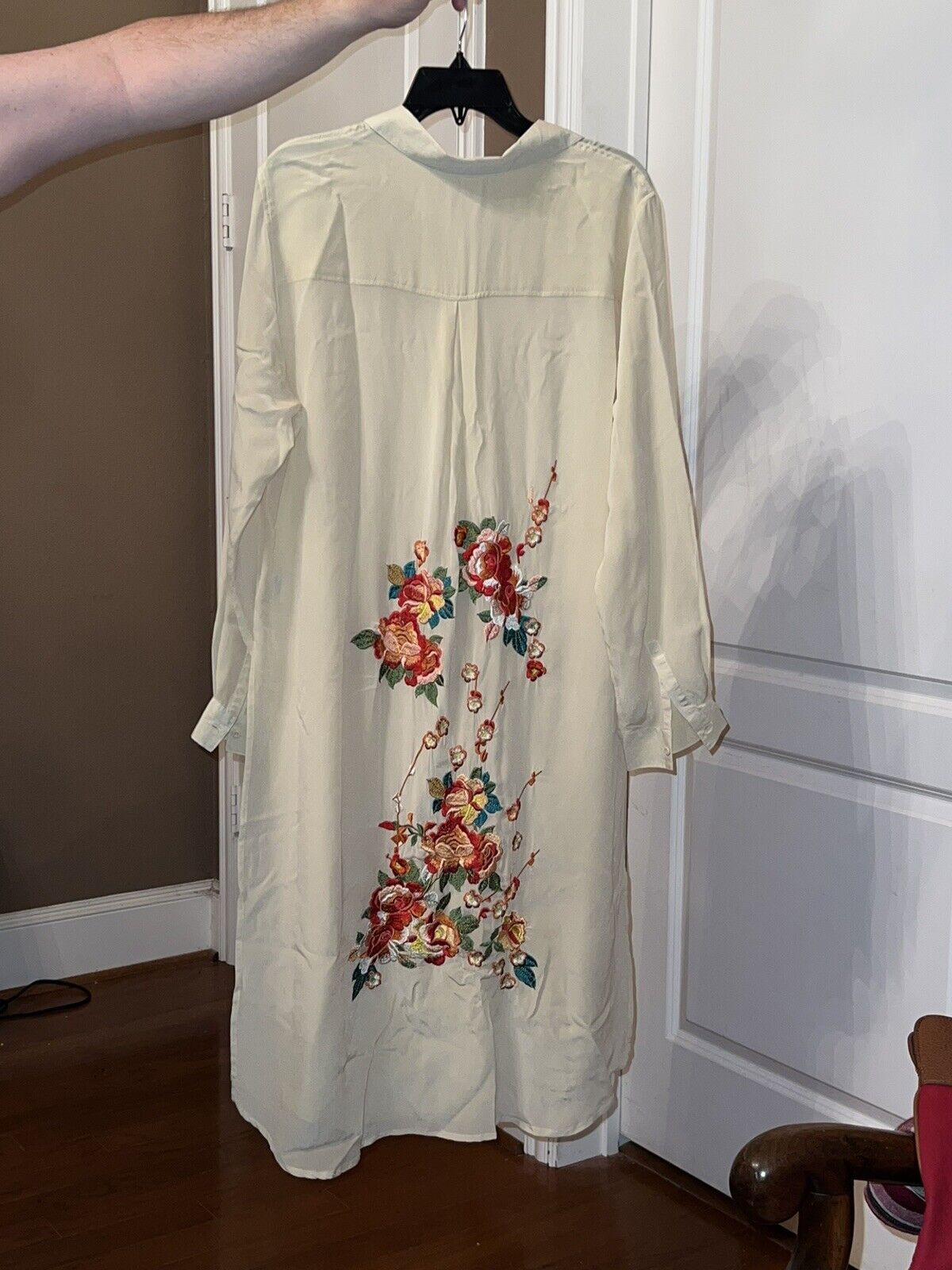 Johnny Was 100% Ecru Silk Tunic Top Blouse Dress Beautiful SPRING Sz L Large