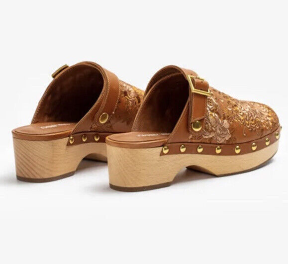 Johnny Was Mono Clog Tonal Sz 8 NIB Gorgeous Embroidered Leather