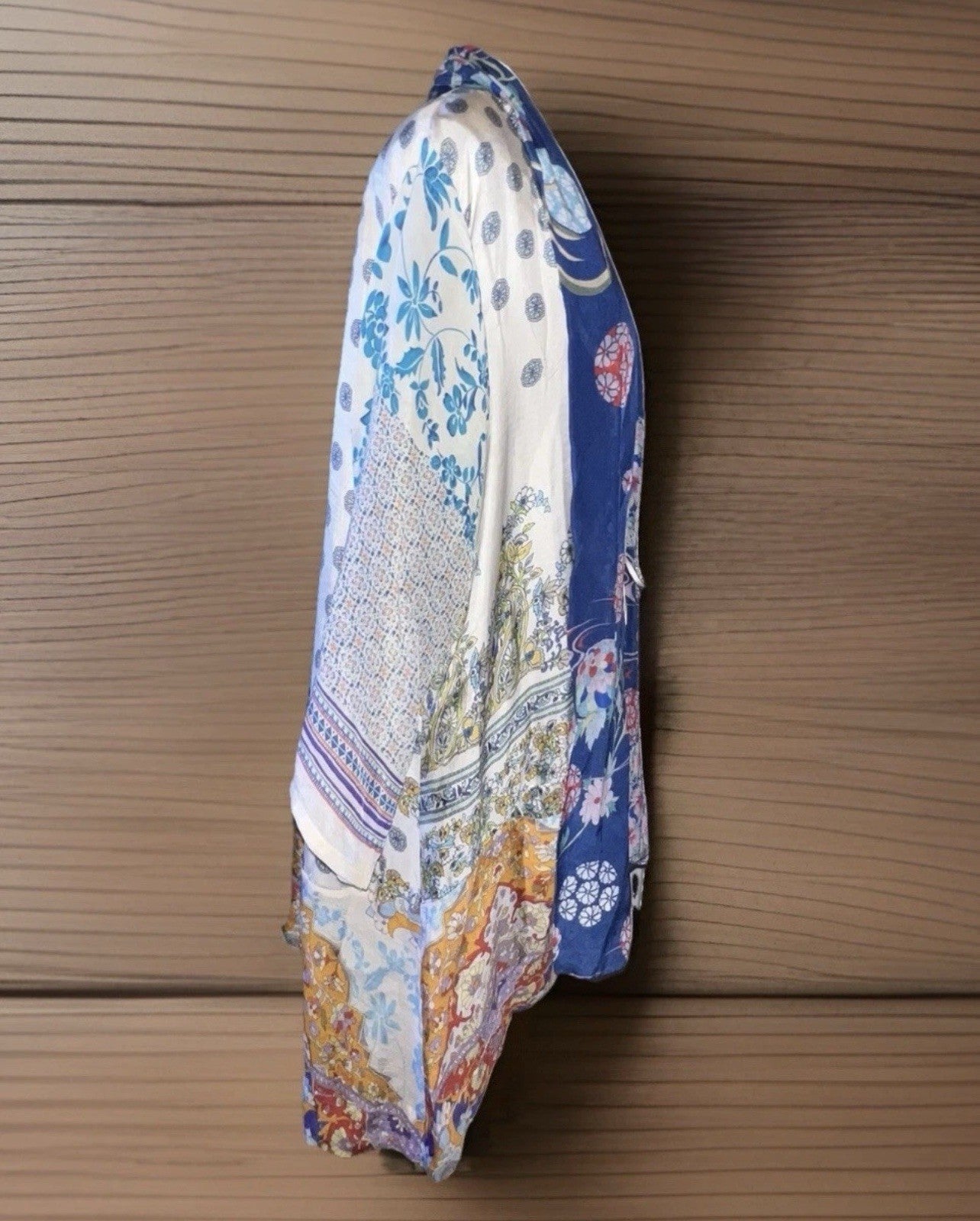 Johnny Was Pl Petite Large 100% Silk Kimono Wrap Jacket Cardigan FLAWS READ Johnny Was