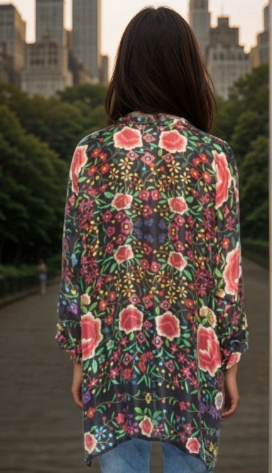 Silk Johnny Was Tunic Top PXXL Petite 100% Silk Soft & Flowy Floral Johnny Was