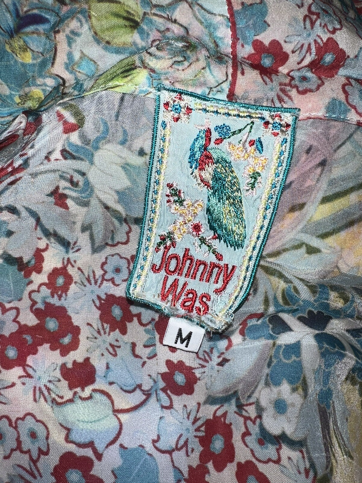 Johnny Was M 100% Silk Kimono Top Lightweight Cool Florals Pastels Cardigan Wrap Johnny Was