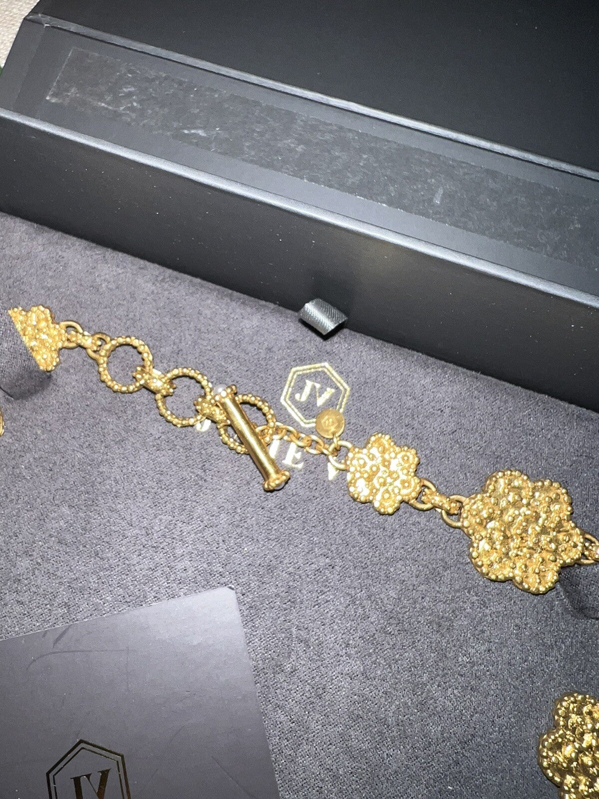 Julie Vos Flower Statement Necklace Toggle Link 24k Gold Plated Chain Julie Vos